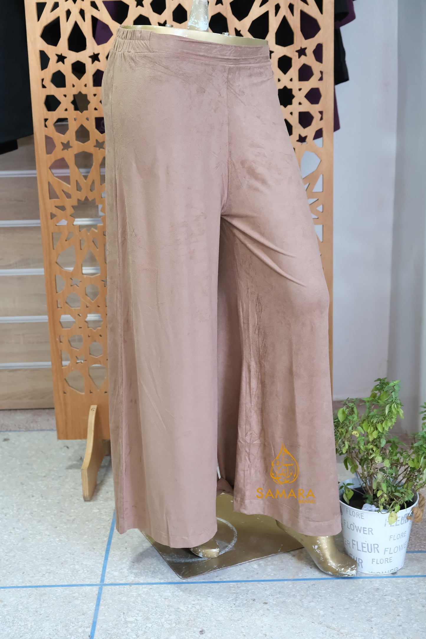 Pantalon Large Faux Daim -livraison gratuite -