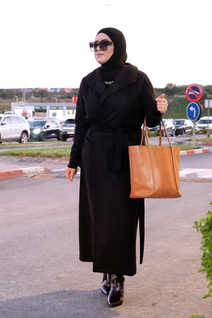 Manteau ROYA: Noir- Marron