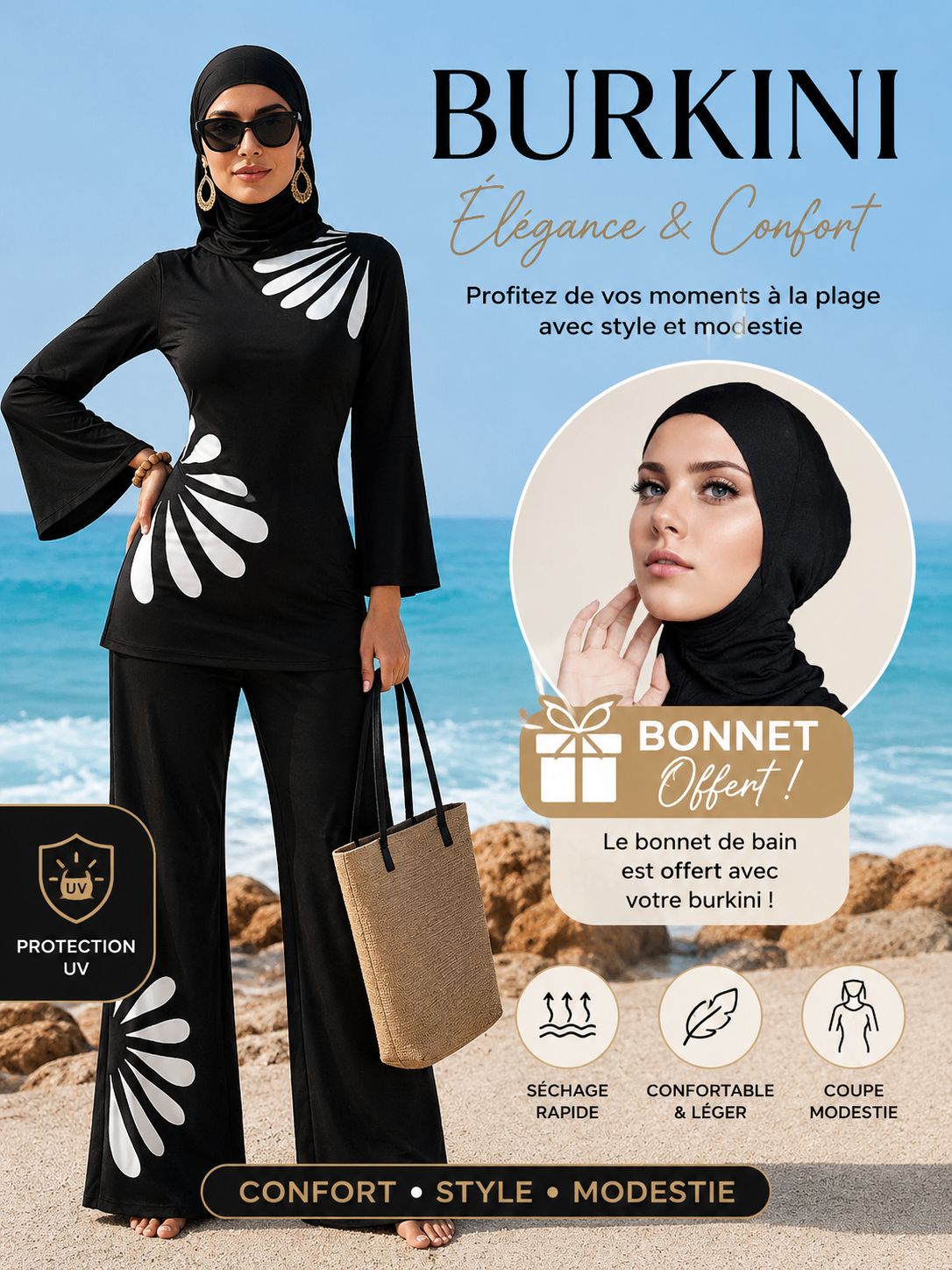 Burkini FLORA 3pieces (bonnet gratuit)