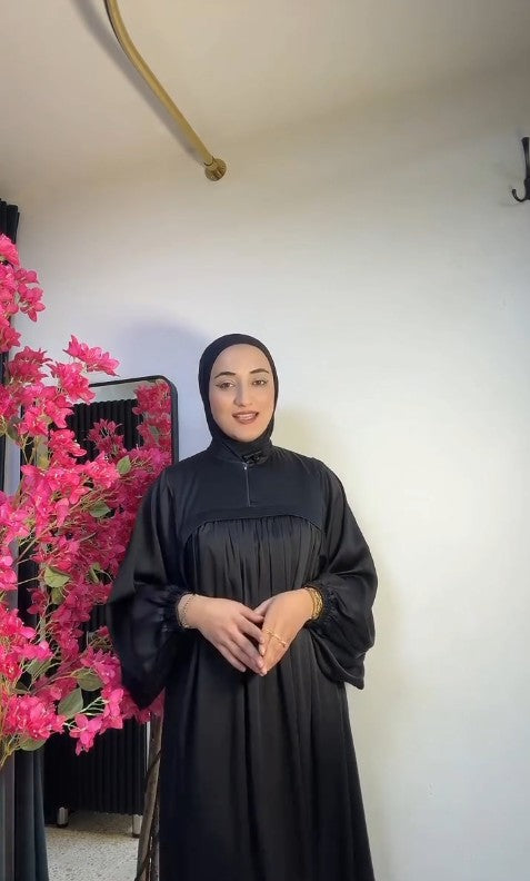 عباية أصيلة – 3 قطع – قماش كريب ساتان ✨